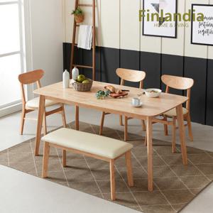 핀란디아 데니스 내추럴 5인식탁세트(의자3벤치1)