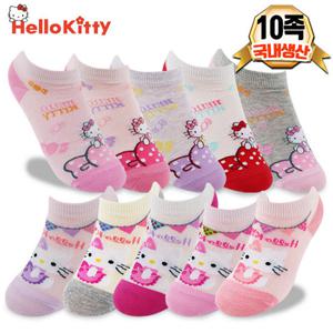 헬로키티 아동양말 10족 유아 어린이 스니커즈 국산 면양말