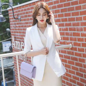 오드 OTK338 클린 실버 버튼 슬림 7부소매 자켓