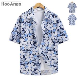 [후앙스] 꽃잎스타일 SK 오버핏 하와이안 반팔 셔츠 SMST2547