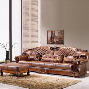 젠틱가구 베오 고급 소가죽 4인용 엔틱 원목 명품소파