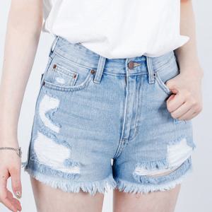 프리티아라 PT2028 디스트로이드 연청 핫팬츠