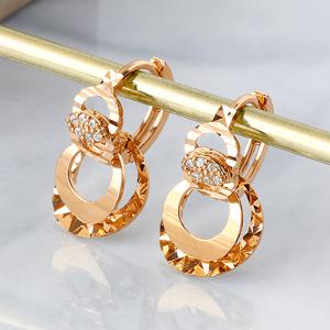 [제메이스] 14K 컷팅 더블 라운드 원터치 귀걸이