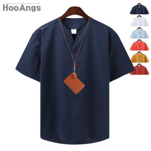 [후앙스] 오버핏 와이넥 포인트 헨리넥 반팔셔츠 SMST2747