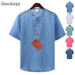 [후앙스] 쿨링 쓰리버튼 포인트 헨리넥 반팔셔츠 SMST9647