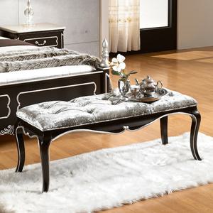 유캐슬 로젠 블랙 엔틱 원목 벨벳 베드벤치