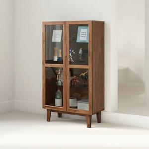 명품 고무나무 D타입 원목 장식장 유리 진열장 장식장