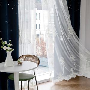 까르데코 디망쉬스타펀칭암막+플라워팟 긴창커튼4장+봉10자