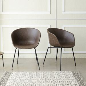 베스트리빙 홈카페 디자인 머핀 PU가죽 스틸 의자 2개