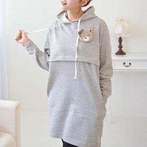 T.기모곰와펜수유후드티- 기모 후드 빅사이즈 수유복