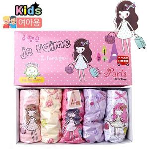 [아동팬티]  물랑키즈 쥬뗌므 여삼각 5매/여아팬티/키즈팬티