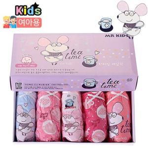 [아동팬티]  물랑키즈 티타임 여삼각 5매/여아팬티/키즈팬티