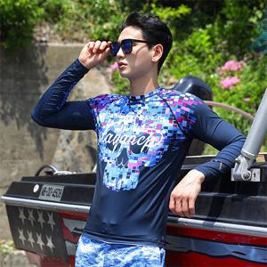 남성 빅스컬 래쉬가드 긴팔 수영복 바캉스룩 비치웨어 JR126