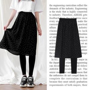 빅사이즈 도트 땡땡이 플레어 쉬폰 밴딩 치마레깅스_8041