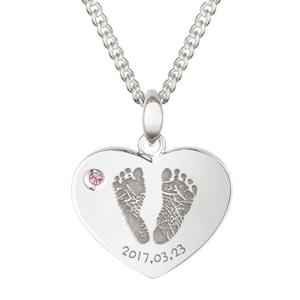 [티아리스] 두발자국(음각)하트 실버 미아방지목걸이 ST229N