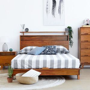 유씨엠 클레이 평상형 원목 킹/퀸사이즈 침대 프레임