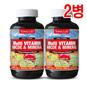 통라이프 종합비타민 ABCDE+미네랄300정-10개월분-2병