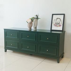 한집가구 피스타치오 웨인스코팅 1500 와이드 원목서랍장 그린