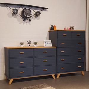 한집가구 카이클 1200와이드 다크네이비 3단 원목서랍장