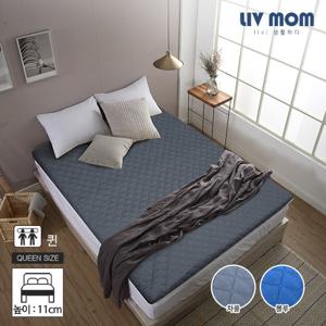 리브맘 세븐존 퀼팅누빔 매트리스 11cm 퀸 차콜/블루