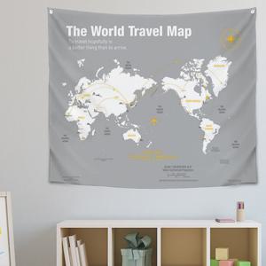 상상후 세계지도 그레이 패브릭포스터 150x130cm 가리개 커튼 아이방