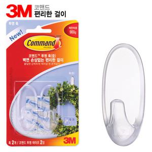 3M코맨드 투명훅 중 17091/코맨드훅/투명코맨드/투명훅/벽걸이/다용도훅/코멘드/벽고리/옷걸이/주방걸이용훅/전선용훅