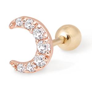 [미니아트] 14K 로즈골드 큐빅 달 피어싱 금 귀걸이 TR233