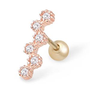 [미니아트] 14K 로즈골드 큐빅 스틱 피어싱 금 귀걸이 TR237