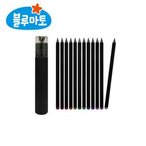 [블루마토] 보석 블랙 연필 12자루 연필깎이세트(PCL002)