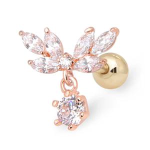 [미니아트] 14K 로즈골드 큐빅 엔젤 윙 피어싱 금 귀걸이 TR244