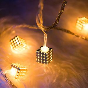 크리스마스 골드 큐브 건전지 전구 트리 장식 LED 30P 철재 다이스 (DIY) 2컬러