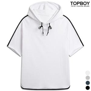 [탑보이][탑보이] 배색 랍빠 후드 오버핏 5부티셔츠 (MZ190)