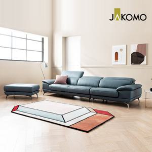 [자코모] 엘리오Ⅰ 4인 기능성 천연면피 소가죽 소파+스툴