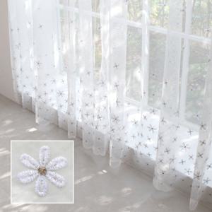 상상후 꽃무늬 커튼 자수 속커튼 꽃자수 골드 (140x230cm)