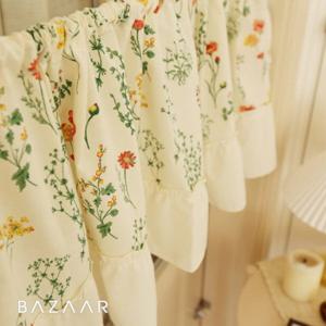 로즐리 광목 바란스 커튼(프릴형/150x45)+압축봉