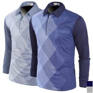 [노블진]NA 마름모카라긴팔티 골프웨어 골프티 카라티 등산티