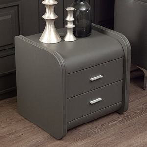 젠틱가구 매튜 가죽 2단 협탁 그레이 침대옆 고급탁자 2단선반