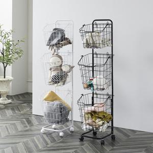 [채우리] 디어멀티 대형 스틸 사각 3단 이동식 바구니