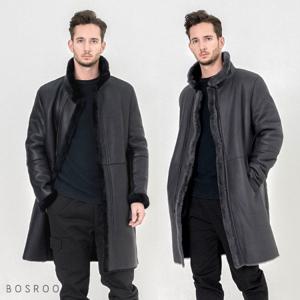 [보스룸]남자 양가죽 메리노 양털 차이나 롱 코트무스탕