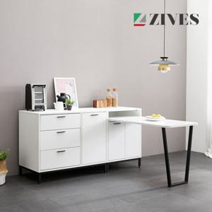 [지베스] 블랑 1600 식탁 주방수납장 세트