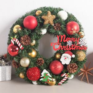 크리스마스 리스 벽장식 믹스 펄 산타 450mm 벽걸이 소품 현관 문 카페 입구 데코