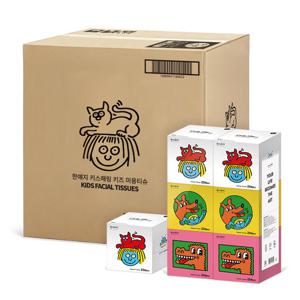 한예지 키스해링 KIDS MINI 천연펄프 미용티슈 230매 6입 8팩