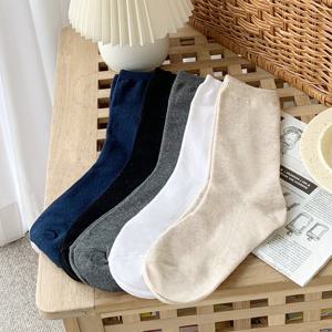 [삭스팡] 여성 4계절 베이직 장목양말 5켤레