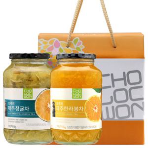초록원 선물세트 제주청귤차1kg+제주한라봉차1kg