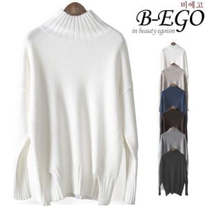 [비에고]Y731_와플 오버핏 반목 롱니트