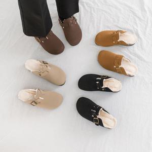 내피인조퍼 스웨이드 따뜻한 뮬 슬리퍼 RJ-z버켄