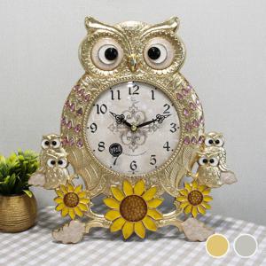 무소음 명당 썬부엉이(대) 금은도금 주물 탁상시계 HST-351