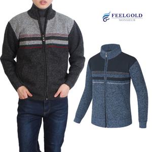 [필골드] 기모안감 가슴 단가라 집업 니트점퍼 PT240