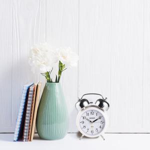 오리엔트 OT1543 무소음 파스텔 화이트 트윈벨탁상시계