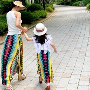 퍼키 아동 맘커플룩 여름 에스닉 롱 스커트